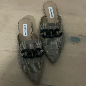Steve Madden Plaid Mules with Black Chain